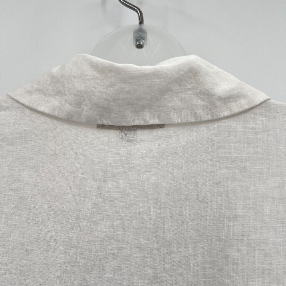 FLAX by Jeanne Engelhart Size 1G 1X White Button Down Shirt Lagenlook Top Linen - Picture 12 of 16